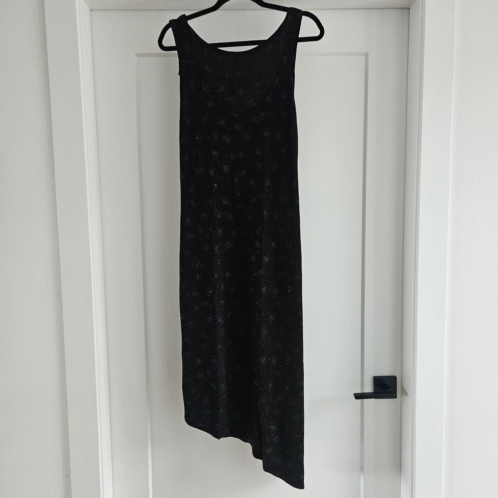 Ronni Nicole Y2k Black Sparkly Low Back Midi Dress